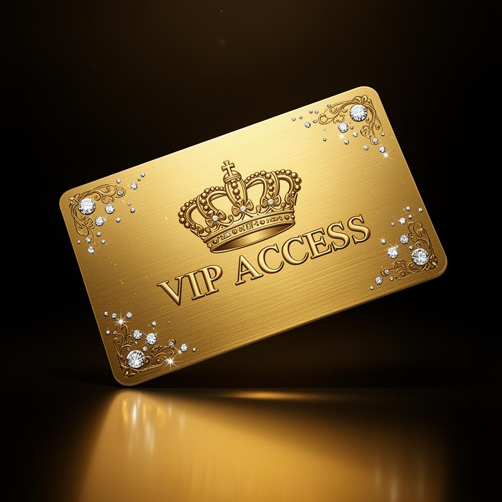 VIP Entry - Tarjeta dorada premium con corona